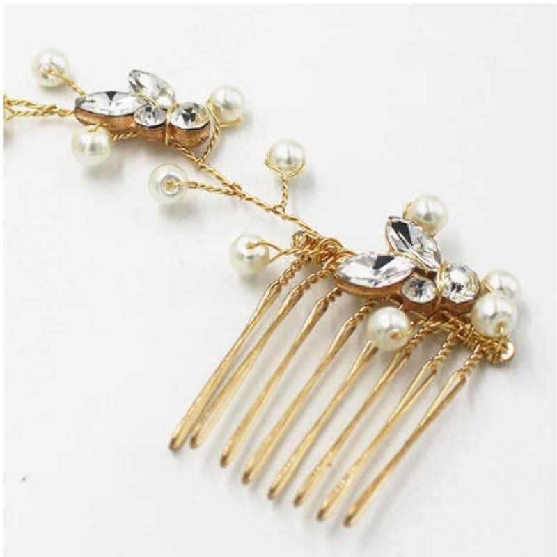 Handmade Pearl Marquise Rhinestone Hair Comb image 4