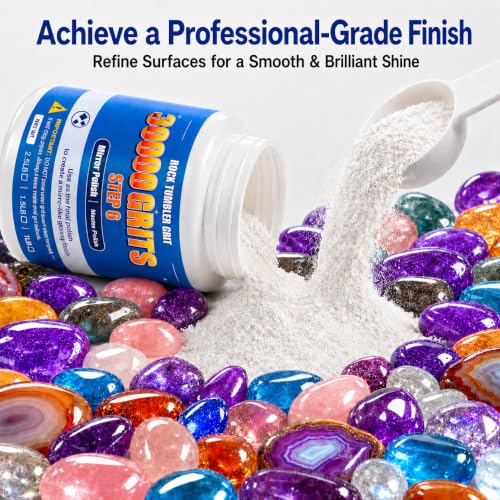 Image of 30000 Grit Aluminum Oxide Rock Tumbler Polish, Step 6 Ultra-Fine Polish | Advanced Refinement for Rocks, Gems, Glass & Jewelry Making, Ultra-Fine Powder, 1 LB Refill, For All Major Tumblers