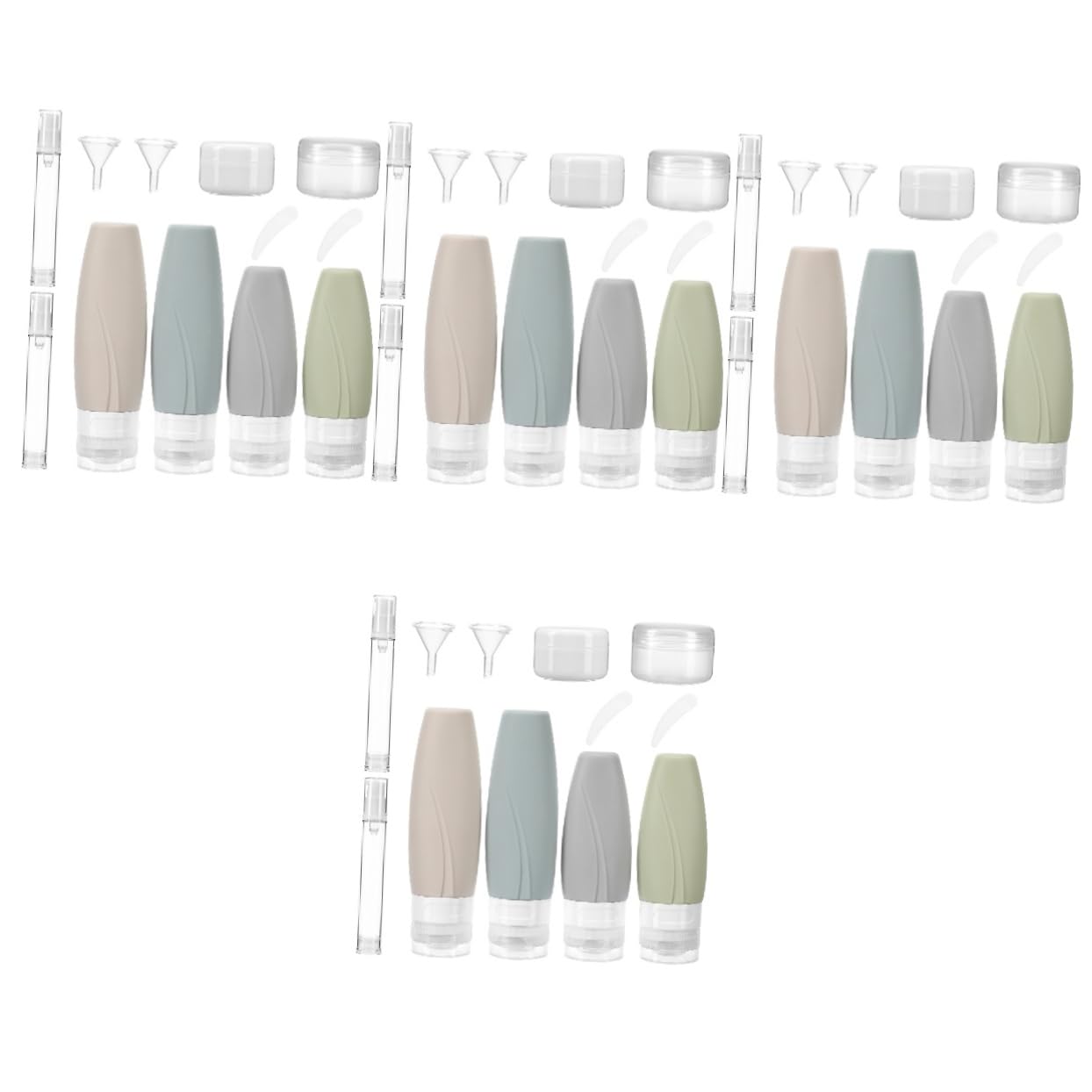 Didiseaon 4 Set Set bottiglia in silicone Set di bottiglie riutilizzabili dimensione del viaggio condizionatore bottiglia da viaggio bottiglie da viaggio in silicone Gel di silice