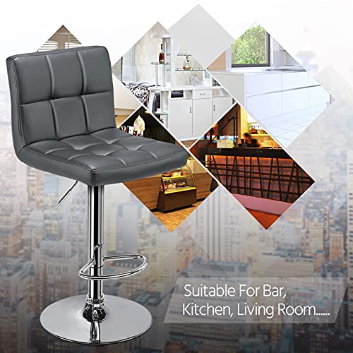 Yaheetech Bar Stools 4Pcs Modern Adjustable Kitchen Island Chairs Counter Height Barstools Swivel Pu Leather Chair Black 30 Inches,X-Large Base And Seat, Grey #TOP7