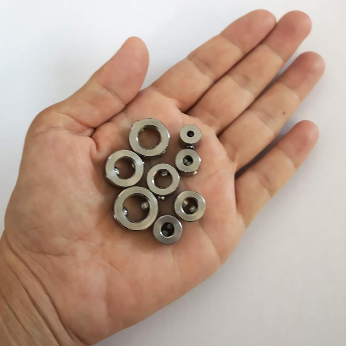 Abaodam 8pcs Colliers D'arrêt de Profondeur en Acier Inoxydable Argenté pour Forets Hélicoïdaux, Bagues de Positionnement 3-10mm, Butée de Profondeur pour Travail du Bois