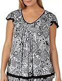 ELLEN TRACY womens Short Sleeve Flutter Pajama Top, Paisley, Medium US
