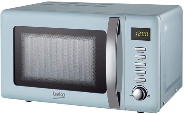 Beko Solo Retro Microwave MOC20200M |Retro Blue Design | 20L Capacity| 800W Power | Includes Auto-Cook Menu, Defrost Function & Digital Programmer