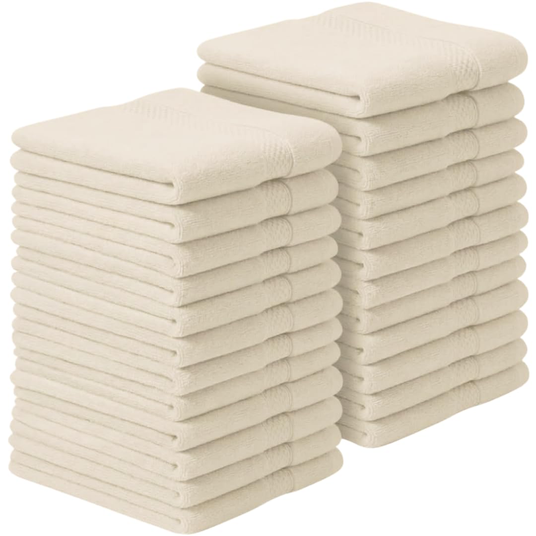 Diamond Tex Premium flannels/Washcloths 100% Cotton face cloth (30x30 cm 600 GSM) โ Soft Flannel Face cloth, (Blue Lagoon, Pack of 2,4,6,8,12,24,36,48) (4, Cream)