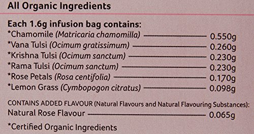 Image of A TATA Product - Organic India Tulsi Sweet Rose - 25 Tea Bags, Stress Relieving, Supports Radiant Skin, Rich in Antioxidants, Made with Tulsi, Chamomile, and Rose Certified Organic (Pack of 2)