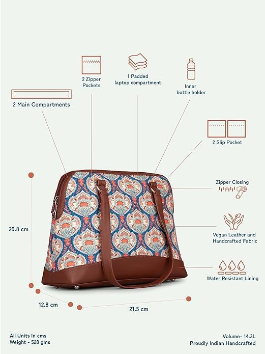 Women’s Jute & Vegan Leather Tote Bag – Handcrafted Work Shoulder Bag with Double Handles, Spacious Carry-All for Office, Daily Use & Travel