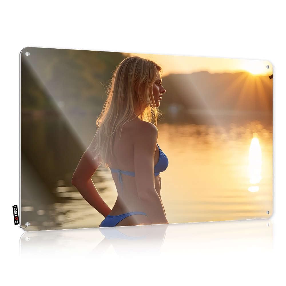 Witch Woman Decor Tinplate Sign Farmhouse Bathroom Wall Metal Tin : Welcome Outdoor Bar Signs For Home | In Bikini Enjoying Sunset By The Lake.