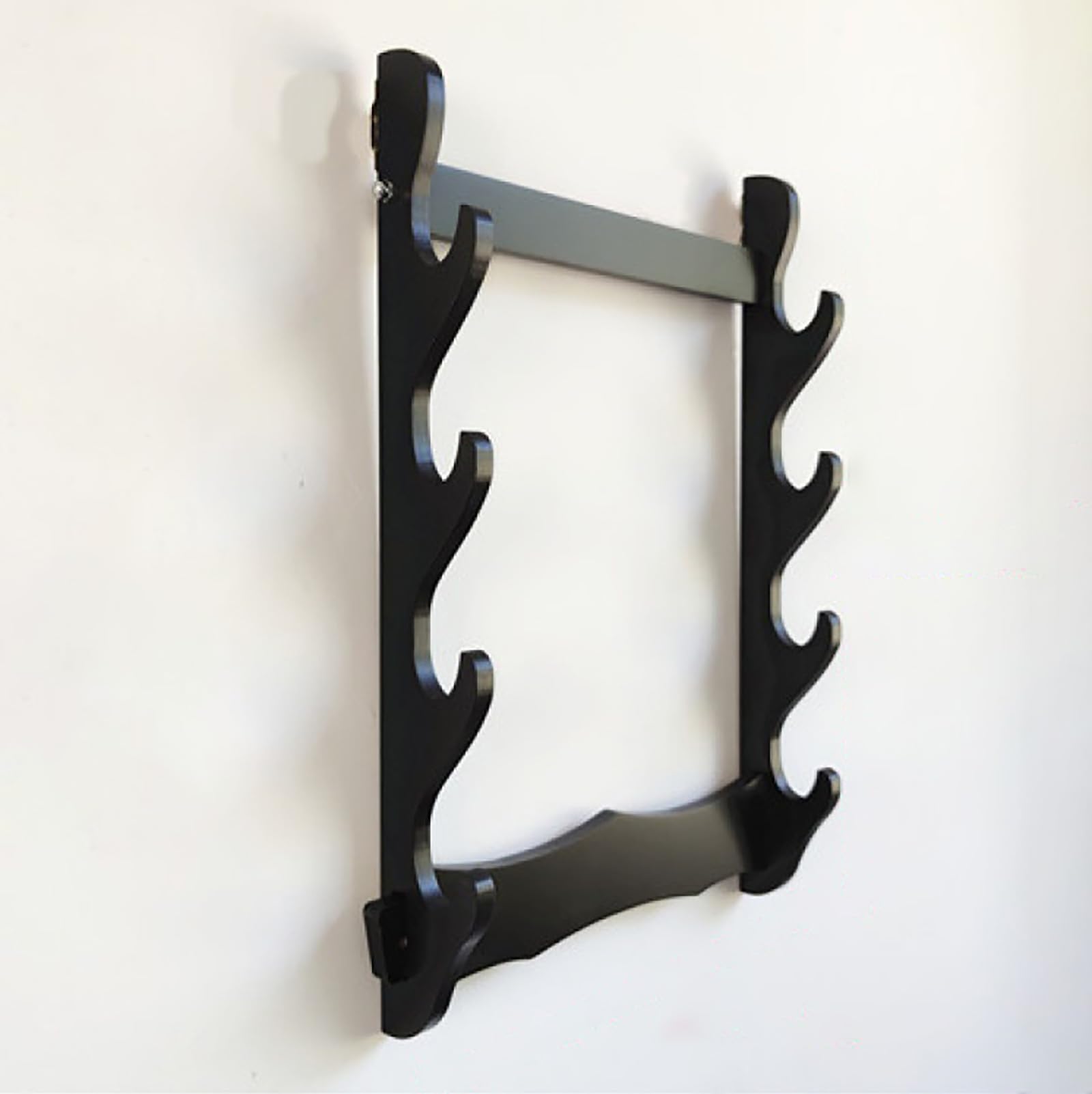 Hjhuua Black Wall Mount Sword Rack, High Density Board Display Hanger Holder,Wall Weapon Rack Flute Rack,For Katana Wakizashi Tanto Support All Swords