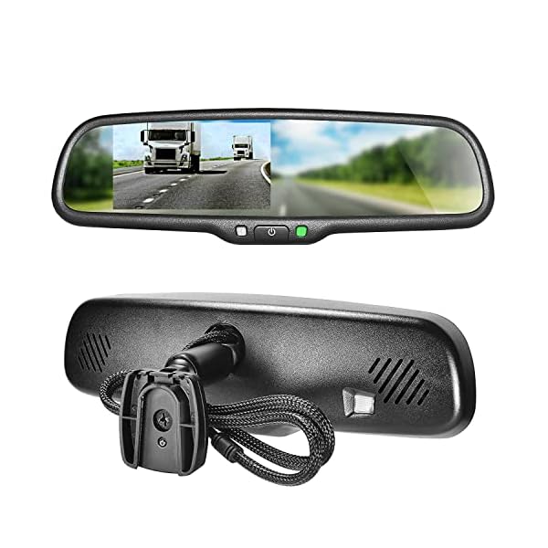 Master Tailgaters 10.5″ OEM Rear View Mirror with 4.3″ LCD Screen | Rearview Universal Fit Mount | Auto Adjusting Brightness LCD | Anti Glare | Full Original Mirror Replacement | Easy to Install