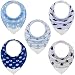 Bandana Bibs with Teething Corner, Teething Bib by Giftty, BPA-Free Silicone Teether and Adjustable Snap for Baby Boys, (Aqua, 5-Pack)