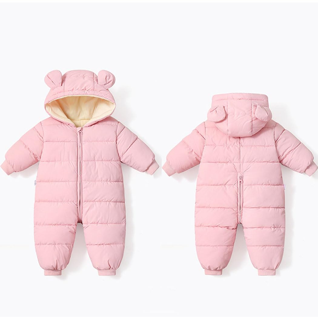 Baby Jungen Mädchen Winter Snowsuit Warm Down Romper Neugeborene dicke Reißverschluss Winddichte Kapuze Fleece Jumpsuit für Oberbekleidung