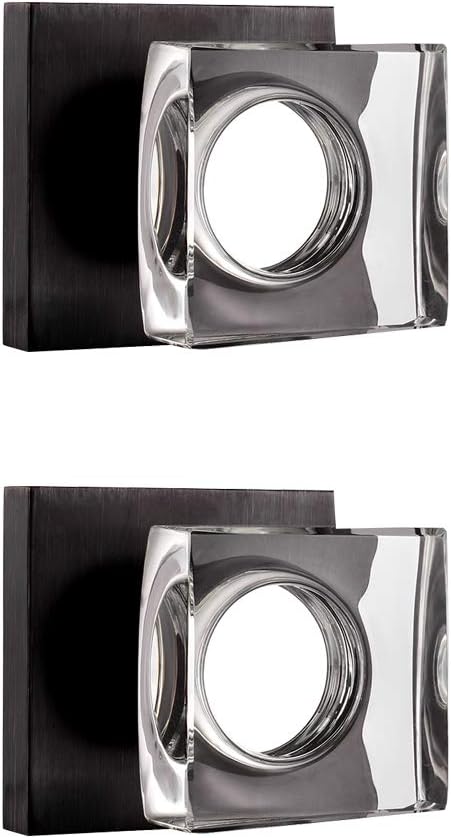 coolnews 2 Pack Crystal Glass Dummy Door Knobs, Single Side Half-Dummy Door Knob Set, Oil Rubbed Bronze