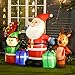 HOMCOM Papá Noel Inflable Decoración Navideña Elfo y Reno con 6 Luces...