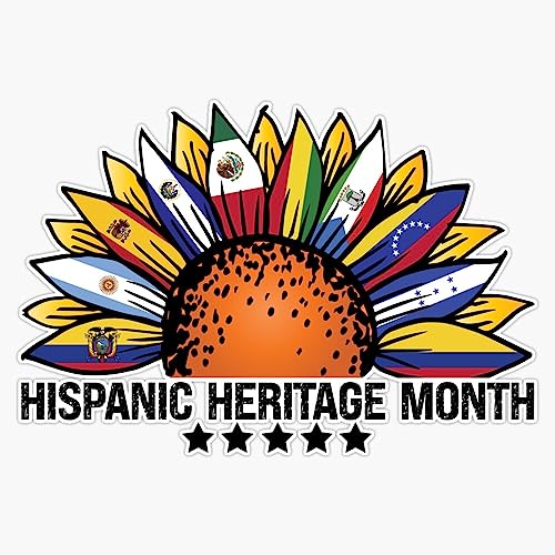 Hispanic Heritage Month International Flags Shield Emblem Multicultural Celebration Pride 5" Vinyl Decal Bumper Sticker