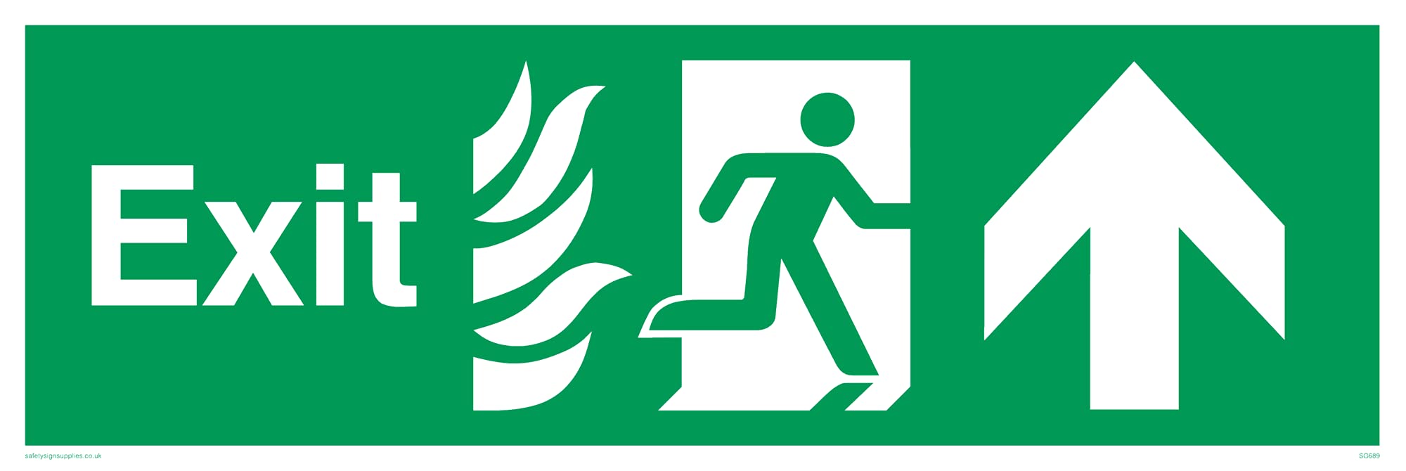 Pack of five - ExitArrow Up Man Facing Right Sign - 300x100mm - L31