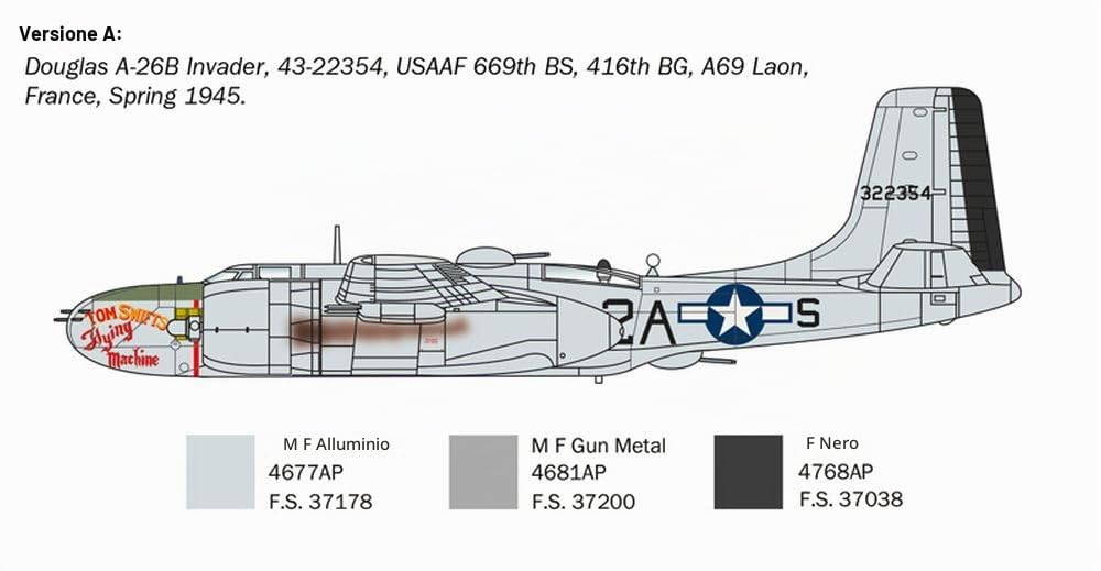 Italeri 1274 A-26 B Invader, scala 1:72, Plastic Model Kit/Modello in plastica da montare