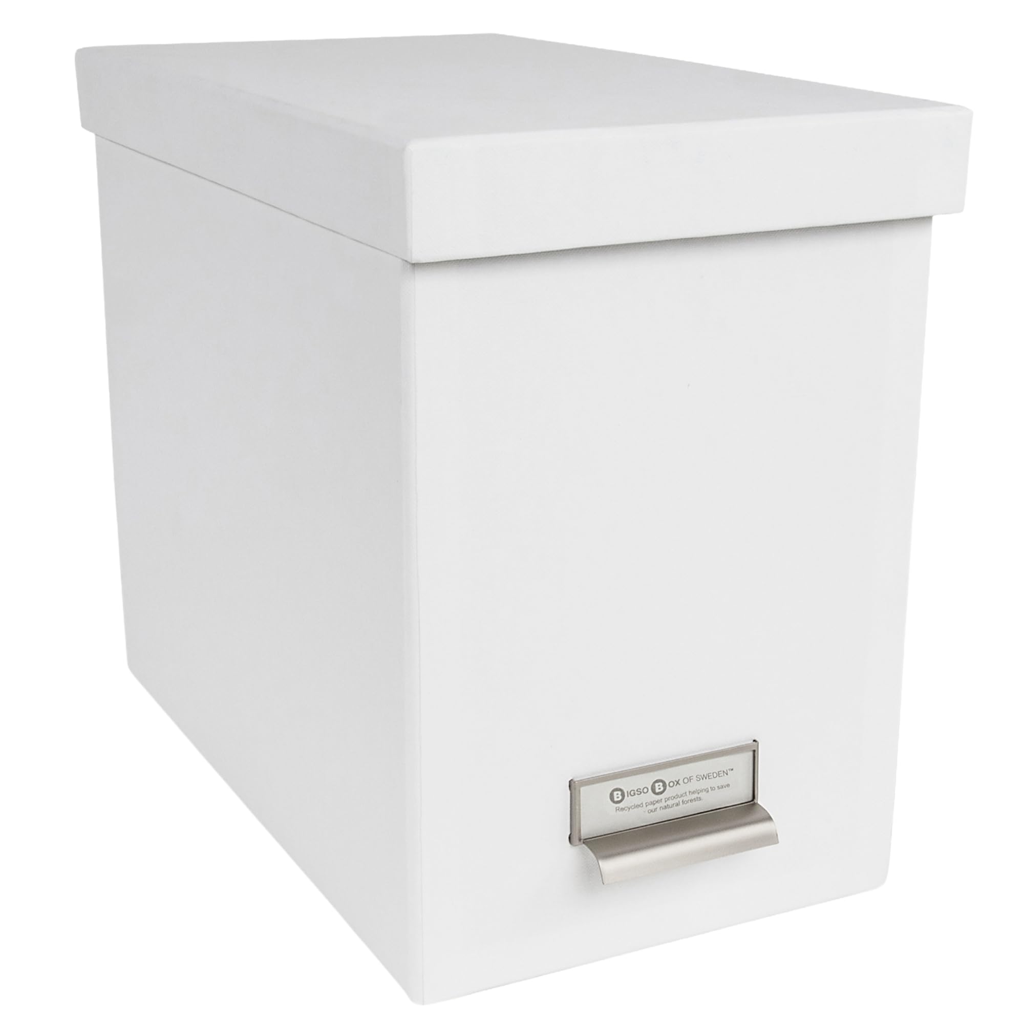 Bigso Box of Sweden Fiberboard Label Frame Desktop File Storage Box, Recycled Material, White, 10.2 x 7 x 13 in