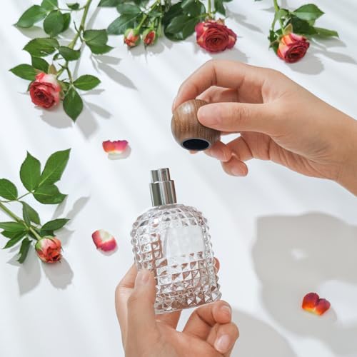 50ml/1.7 Oz Glass Spray Bottle Perfume Atomizer,Perfume Travel Refillable Spray Bottle Empty with 3 Kinds of Dispenser (A2)3