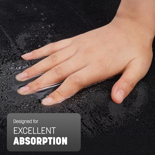 KEPLIN Memory Foam Bath Mat - Ultra-Soft, Highly Absorbent, Non-Slip, Machine Washable - Luxurious Comfort for Home & Bathroom Floors (Black 40 x 60cm) - Image 3