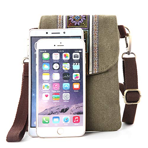 Silkarea KZ-02 Vintage Embroidered Canvas Small Flip Crossbody Bag Cell Phone Pouch For Women Wristlet Wallet Bag Coin Purse thumb #2