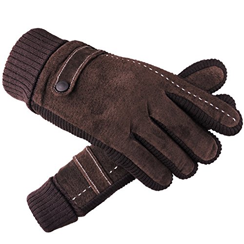 Invierno Guantes Grueso Calentar Prueba del Viento Prueba de Frío Térmico Mitones Antideslizante Pantalla Táctil para Aire Libre del Hombres Deportes Mujeres Adolescentes (marrón), Talla unica