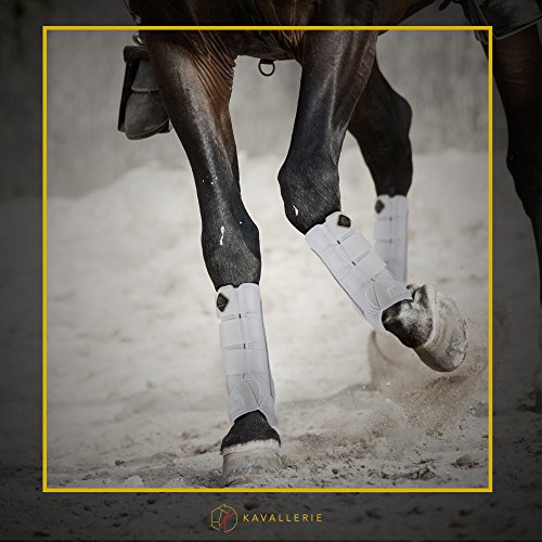 Kavallerie PRO-K Support Boots for Horses - Maximum Protection & Rehabilitation from Injuries & Strains of Flexor Tendon Region for Training, Jumping, Riding, Eventing White