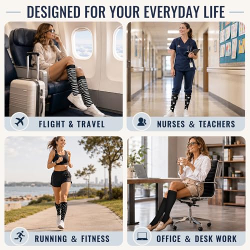 Image of Copper Compression Socks Women & Men Circulation(6 pairs) - Best for Running, Nursing, Hiking, Recovery & Flight Socks