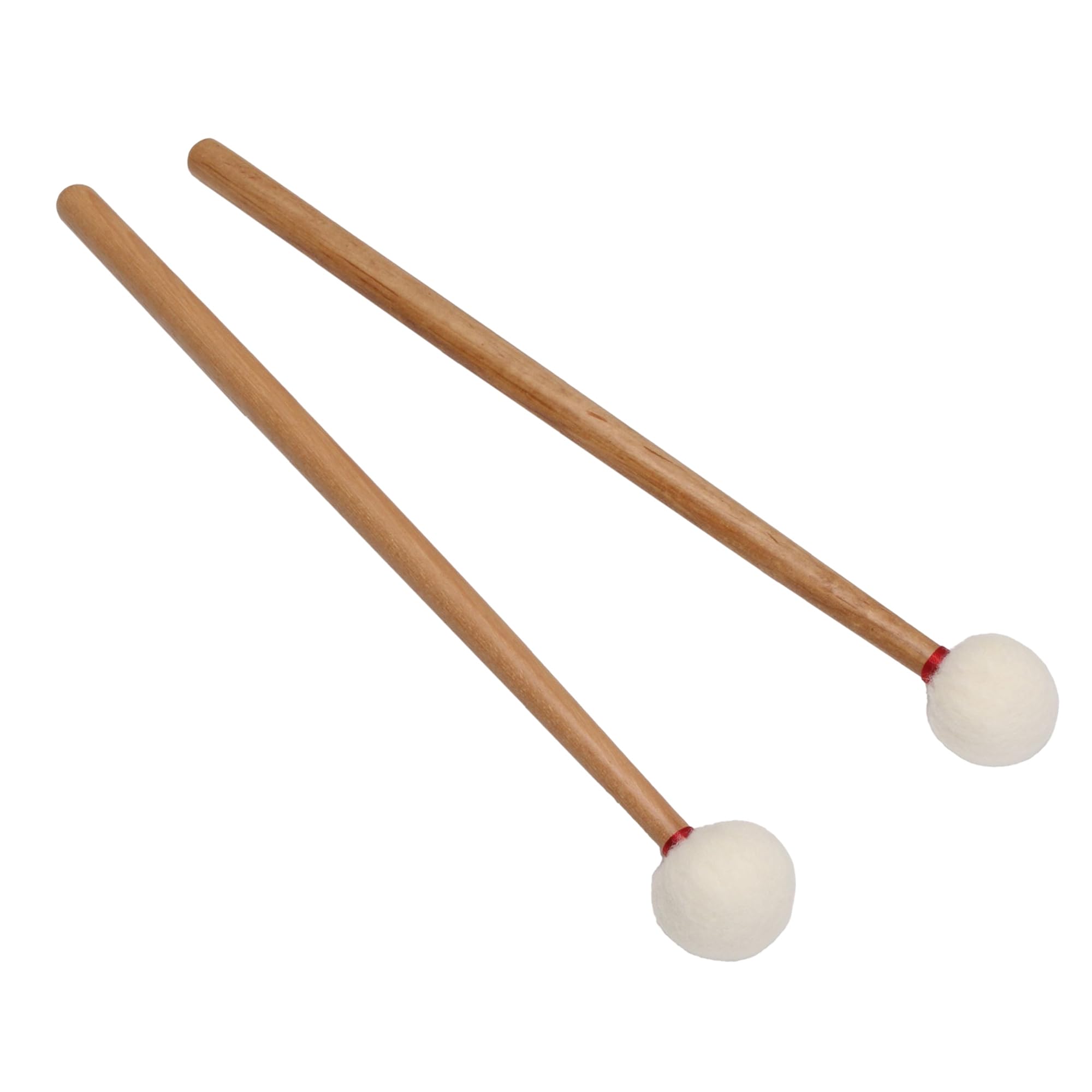 Yibuy Lot de 4 maillets en feutre de 35,6 cm avec poignée en bois de 3,5 cm de diamètre pour percussion de batterie Blanc