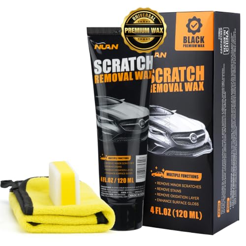 NUAN Car Scratch Removel Wax 2026 New Universal Premium Polishing Compound for Minor Scratch Car Paint Scratch Remover for Vehicles 4 fl oz (120 ML) with Sponge and Cloth Black