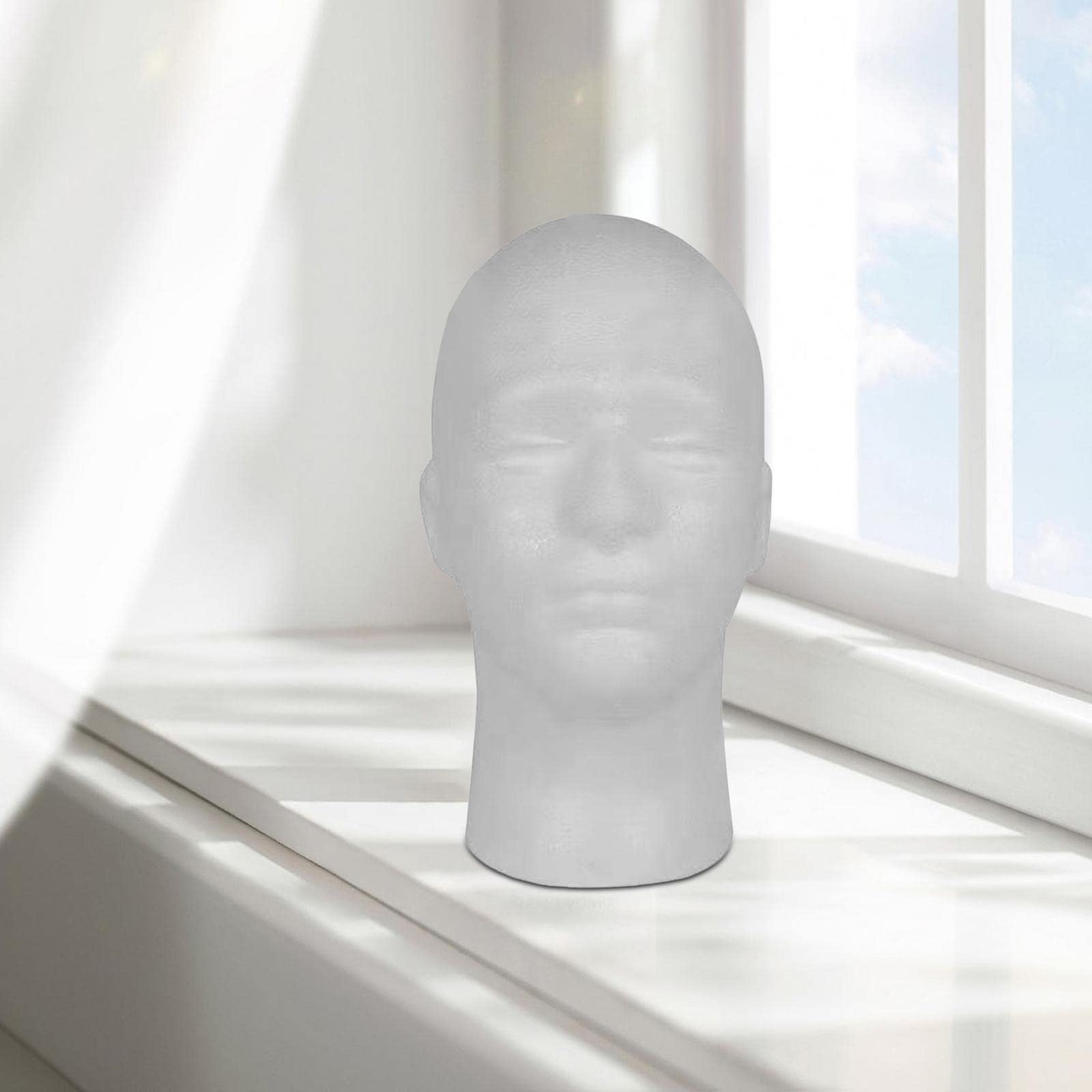 Cabeza de Peluca de Espuma de Poliestireno para Hombre Maniquí Cabeza de Maniquí Pelucas Ligeras Blancas Modelo de Exhibición Sombreros Gafas Diadema