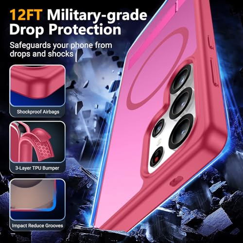 Image of SPIDERCASE Magnetic for Samsung Galaxy S25 Ultra Case, [3 Stand Ways][ Military Grade Drop Protection] with Invisible Stand Slim Phone Case for S25 Ultra 5G,Rose Red