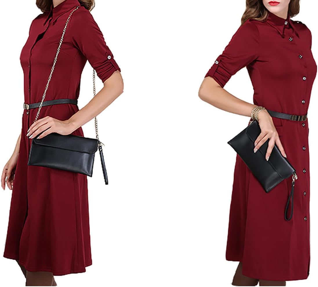 Covelin Women's Wristlet Clutch Handbag Qaulity Leather Envelope Evening Shoulder Bags - Image 2