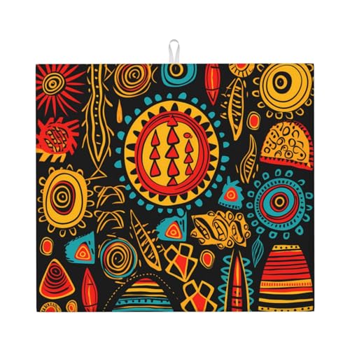 African Ethnic Tappetino Scolastoviglie Tappetini Bancone Cucina Asciugatura Rapida Tappetino Asciuga Piatti Per Piani Cucine Ripiano Per Cucchiai 46X61Cm