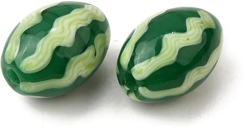 2Pcs Watermelon Handmade Lampwork Beads Fruit Glass Bead 3D Watermelon Beads for DIY Jewelry Making Necklace Bracelet Keychain Crafts Decorations Garden Home Decor 20x14x14mm Hole 2mm