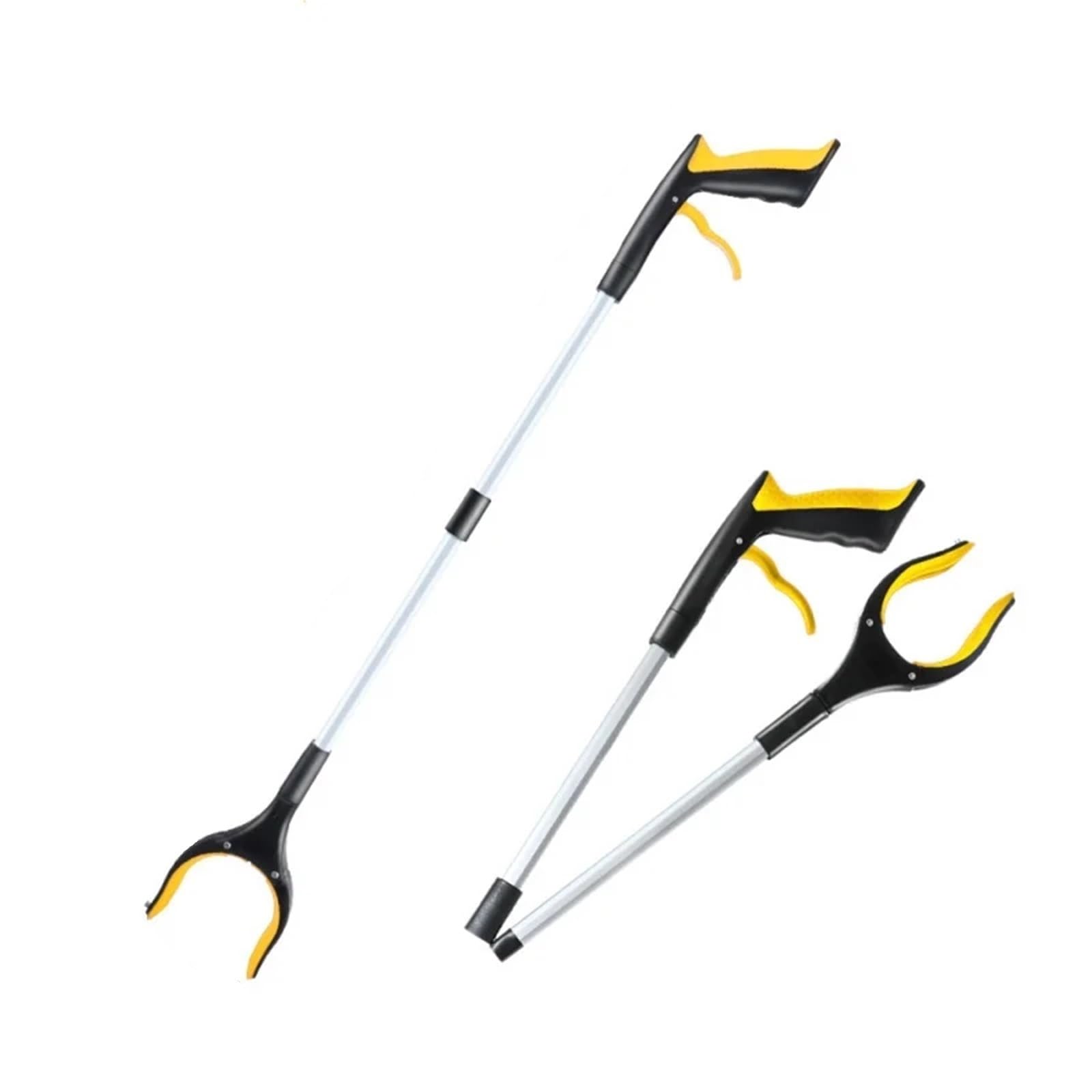 2 uds extensor de pinza plegable herramientas mano recogedor basura portátil recogida limpieza del hogar pinzas saneamiento Para RecoleccióN(Yellow(82cm))