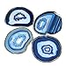 Extra Blue 4-5" Natural Agate Coaster with Rubber Bumper Set of 4, By JIC Gem