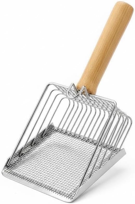 Cat Litter Scoop, Aluminum Alloy Sifter, Kitty Metal Scooper, Deep Shovel, Long Handle, Poop Sifting, Kitten Pooper Lifter, Durable, Heavy Duty, for Litter Box