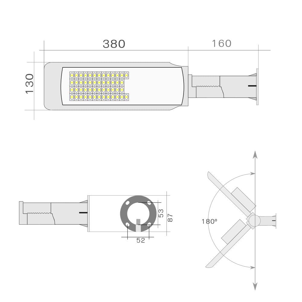 Jandei - Farola LED de Gran Potencia, 50W en Blanco Frío 6000K, 5000 Lúmenes, Driver con Protección 4kV, Factor de Potencia 0,95. Intalación Exterior y Interior.