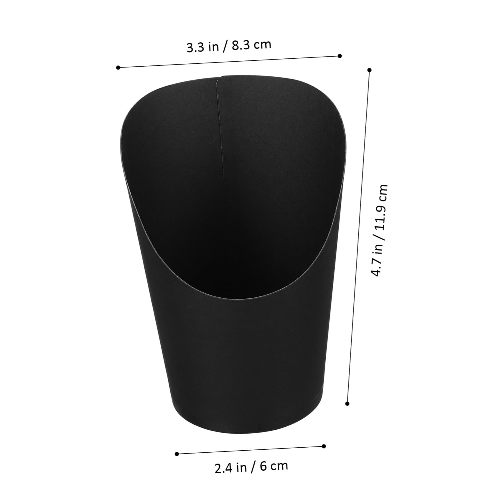 Baluue 100 Bicchieri di Carta Usa e Getta Nero da 14oz Apertura Obliqua, Resistenti per Patatine Fritte e Snack, per Feste ed Eventi