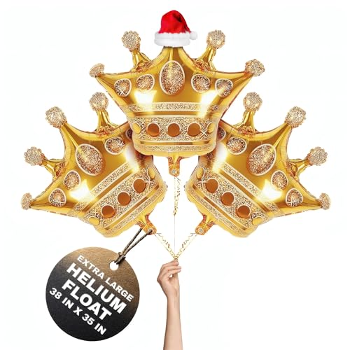 3 Pcs Gold Crown Balloons – Foil Princess Balloons Set (38.2