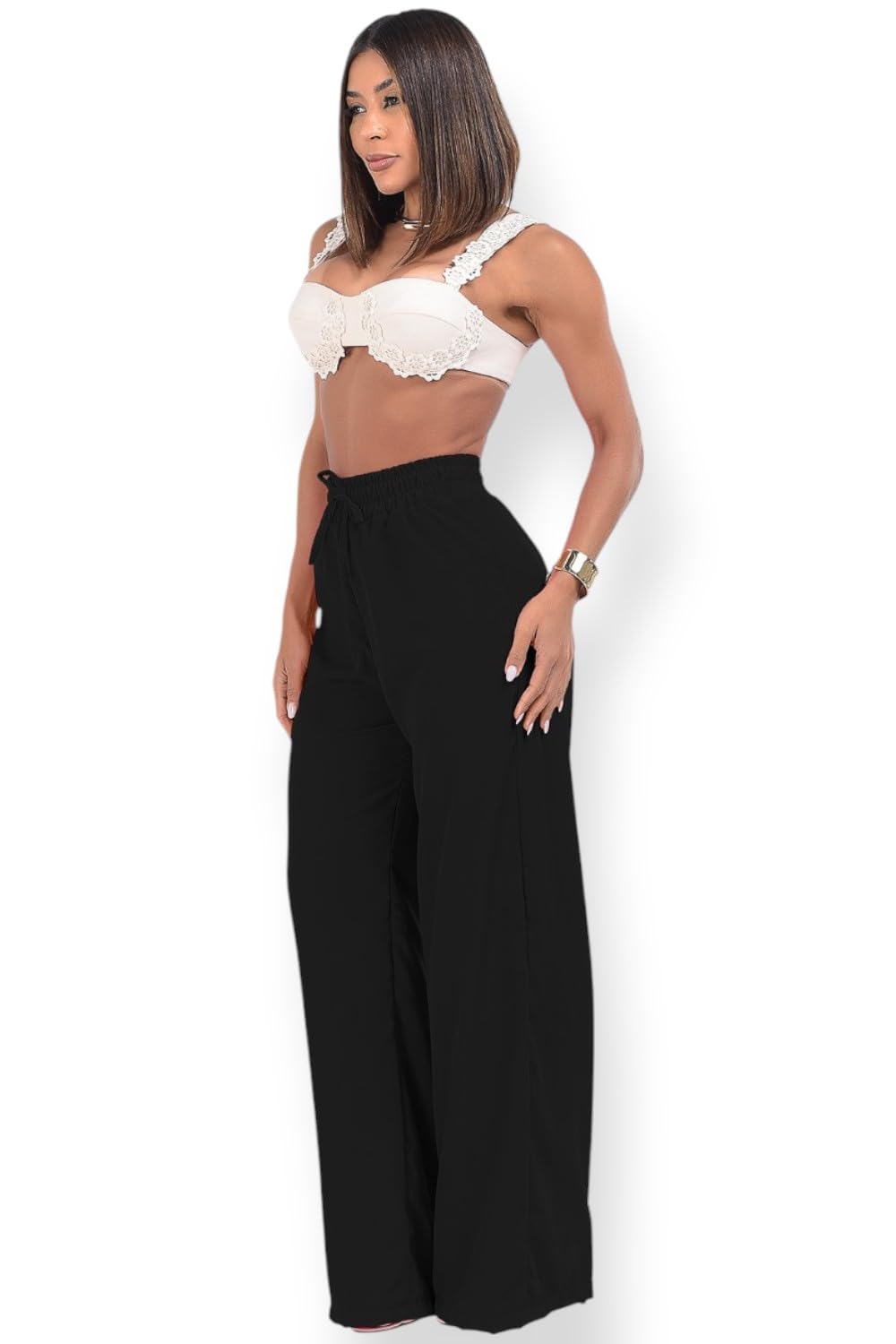 Calça Alfaiataria Feminina Cintura Alta Wid Legging Sig estilo Pantalona Casual Festa