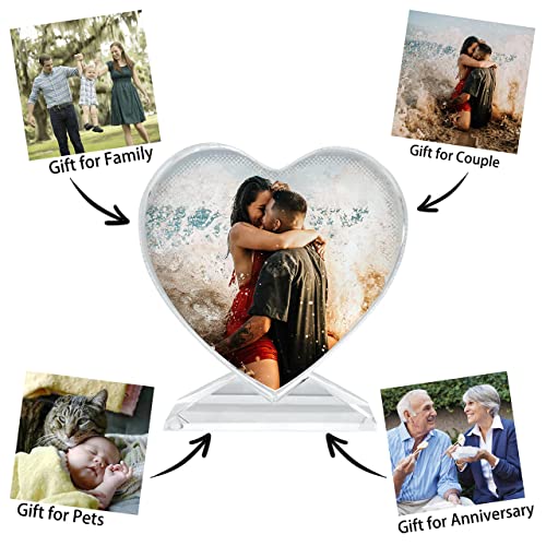 Custom Photo, Personalized Crystal Color Picture Print, Customized Gifts For Her, Wedding, Crystal Glass Frame (Heart Shaped 4 X 4 In) #TOP4