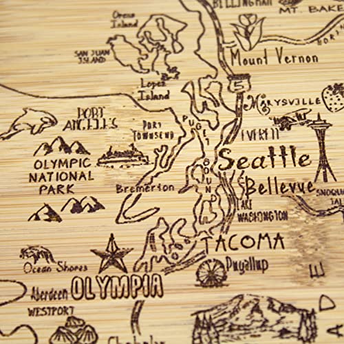 Image of Totally Bamboo A Slice of Life Washington Engraved Map Cutting Board