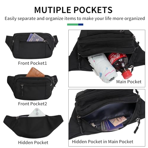 Bauchtasche für Herren Damen wasserdichte Gürteltasche mit 5 Einzelfächern Hüfttaschen für Reise Wanderung Hundespaziergänge und Outdoor-Aktivität