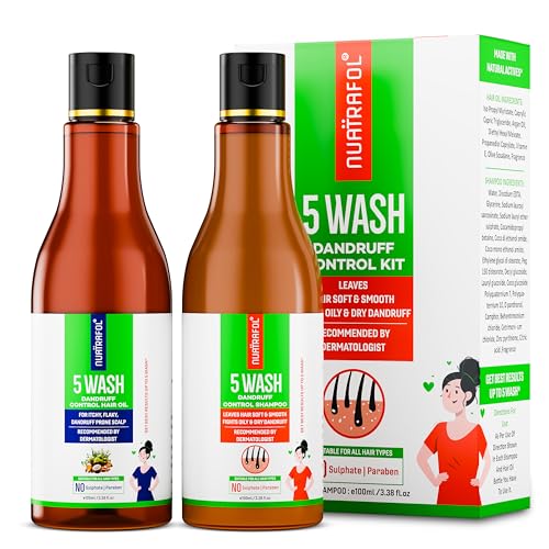 Image of 5 Wash Dandruff Control Kit | Shampoo 100ml | Hair oil 100ml | Remove Dandruff | Relieves Scalp Irritation & Itchiness | All Hair types | Prevents Flakes | For Women And Men (5 Wash Dandruff Control Kit)