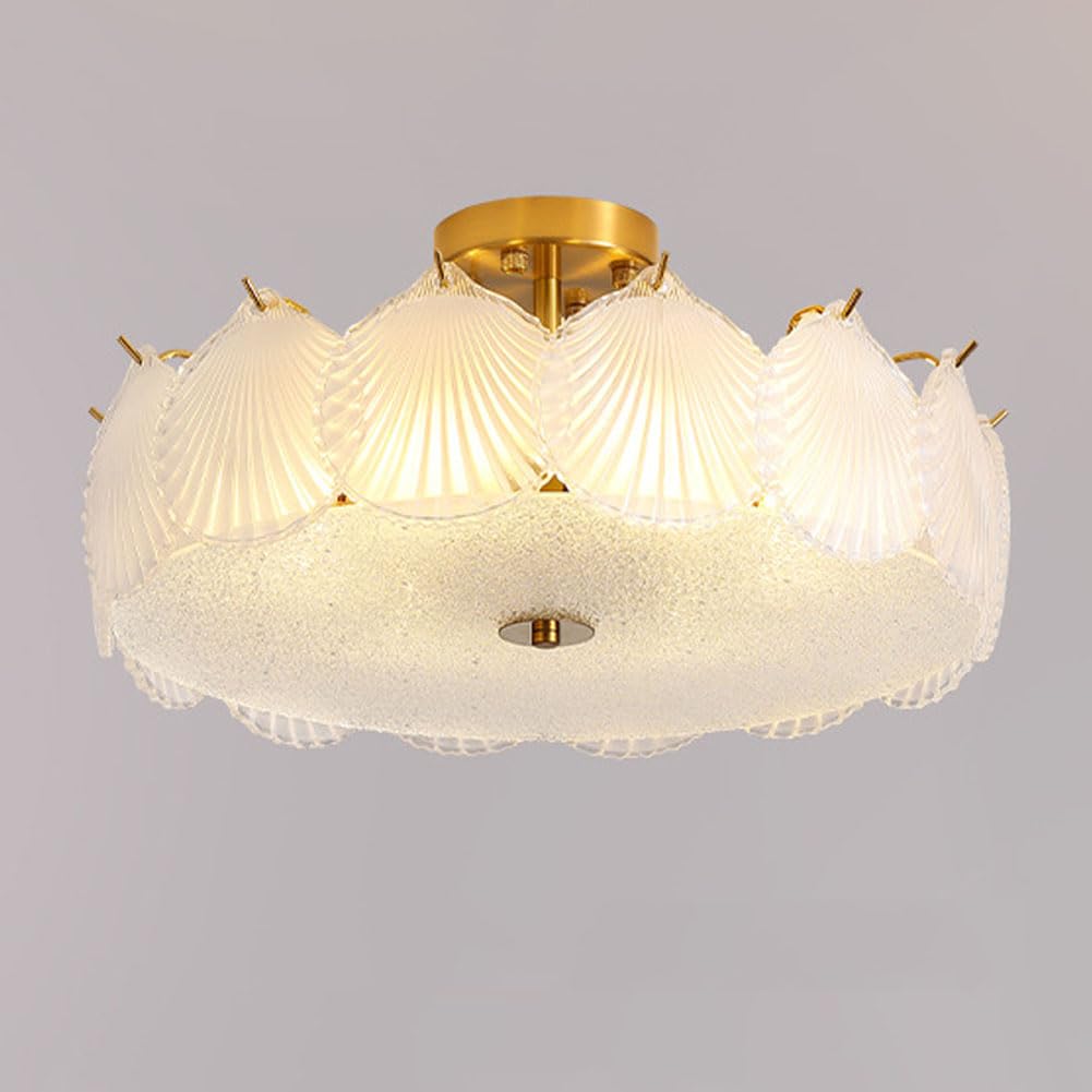 KXEcoLife E27 French crystal glass ceiling lamp, modern chandelier for princess room, living room bedroom study combination lamps and lanterns,A,50CM