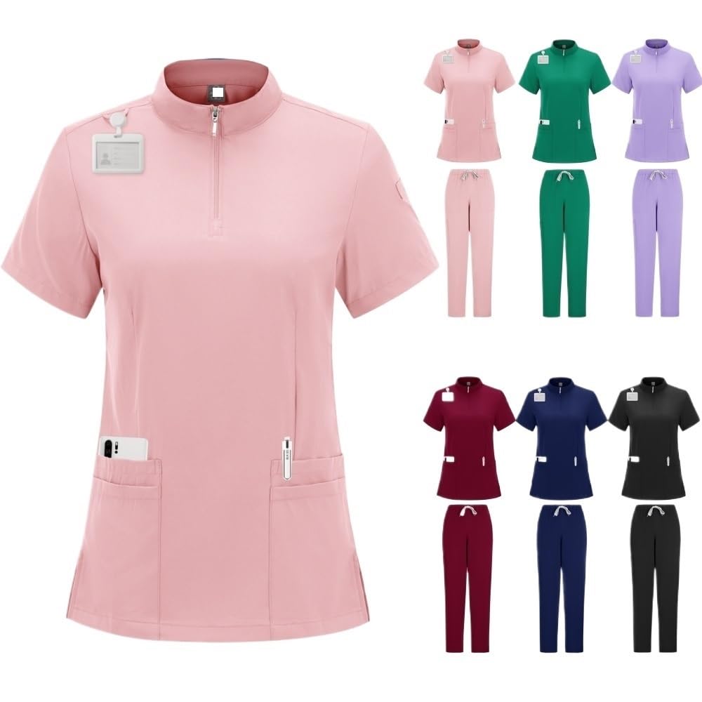 Uniformes quirúrgicos de enfermería for mujer, uniformes de médico y enfermera, pantalones rectos for hombre, ropa médica, ropa de trabajo for salón de belleza Para Uso Hospitalario(Black,XXL)