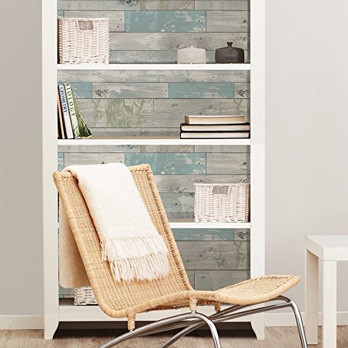 Nuwallpaper Nu3126 Beachwood Peel & Stick Wallpaper, Multicolor #TOP2