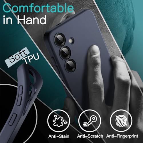 Image of JETech Slim Fit Cover TPU Case for Samsung Galaxy S25 Plus 5G, Camera Lens Full Protection, Soft TPU Thin Protective Phone Cover with Matte Finish, Shockproof (Dark Blue)