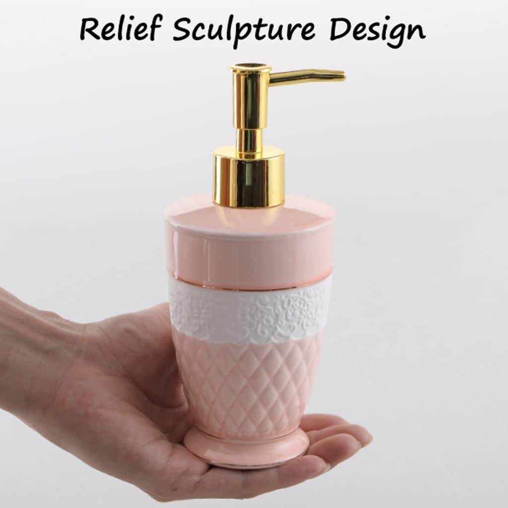 Distributore di sapone Dispenser di sapone per le mani in ceramica per bagno Dispenser di liquidi riutilizzabili Bottiglia di lozione da appoggio Bottiglia di sapone da 9,5 once / 280 ml per il bagno